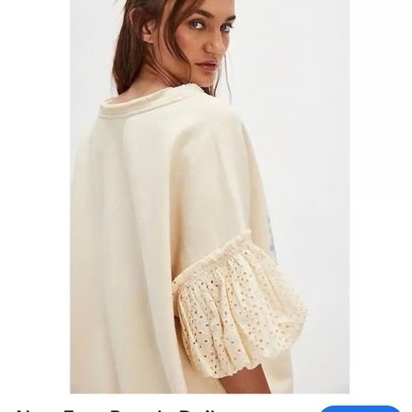 ⭐️NWOT Free People Doily Sweatshirt with Ruffled Sleeves⭐️ - Picture 2 of 6